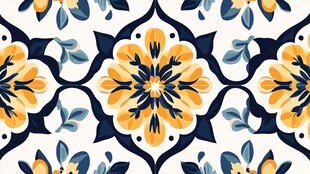 复古花卉几何图案装饰画