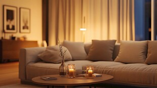 温馨客厅的静谧晚间时光