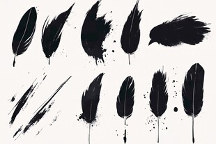 水墨风格羽毛素材图
