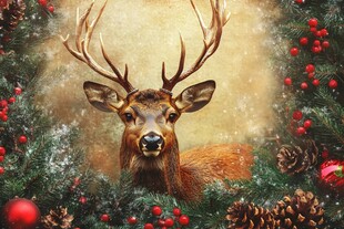 圣诞氛围中的优雅麋鹿
