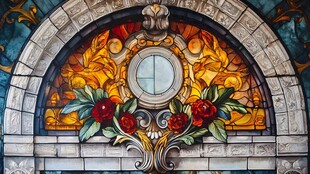 复古精美彩色玻璃装饰窗