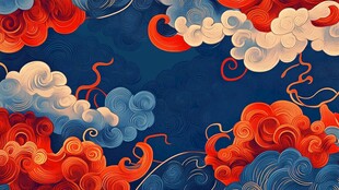 中式祥云背景图案设计