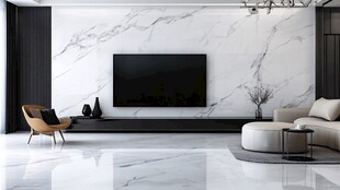 现代简约风客厅大理石背景墙