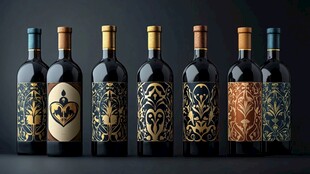 精美图案装饰的红酒瓶