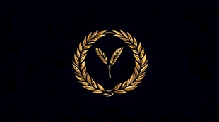 金色麦穗花环图标设计