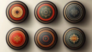 复古风多彩装饰圆钮