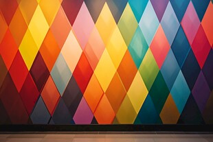 多彩菱形几何图案墙面