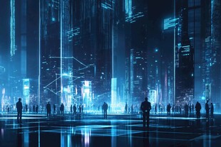 未来都市夜景科技感画面