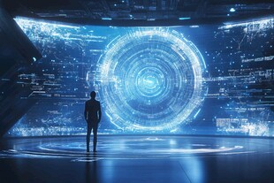 探索未来科技空间的身影