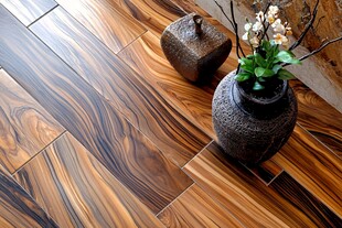 木纹地板上的雅致摆件