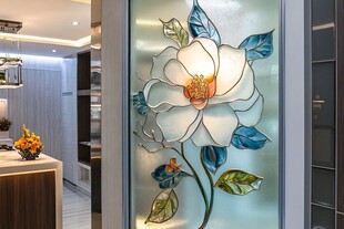 精美花卉玻璃隔断装饰
