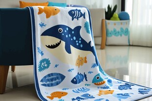 海洋动物图案儿童毛毯