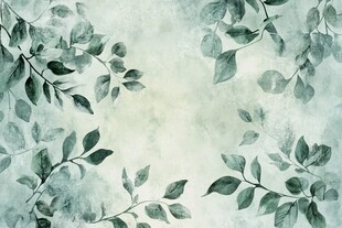 清新绿叶水彩背景图