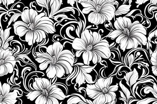黑白花卉装饰图案设计