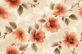 橘色花卉图案背景壁纸