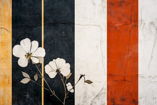 花卉条纹墙面艺术装饰画