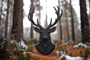 森林中的雄鹿头金属装饰