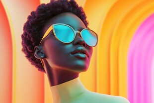 时尚非洲裔女性戴炫彩墨镜