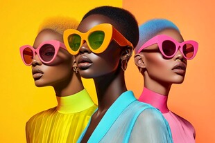 时尚多彩墨镜模特展示
