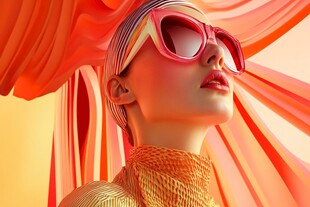 时尚女郎的绚丽色彩造型