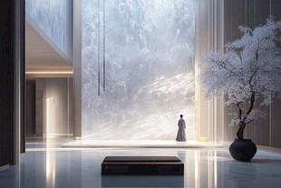 禅意空间中的静谧身影