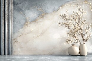 简约大理石墙配素雅花瓶