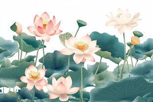 夏日清新荷花绽放美景