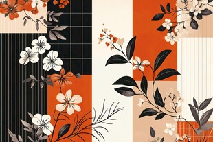 花卉几何拼接图案设计