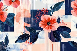 花卉几何图案艺术背景图