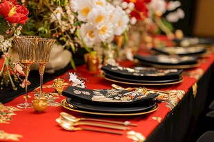 中式奢华宴会餐桌布置