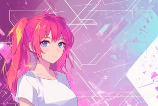 粉发动漫少女梦幻背景