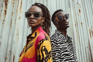 时尚潮人背对背的个性穿搭