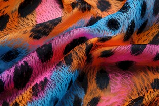 多彩豹纹织物纹理特写