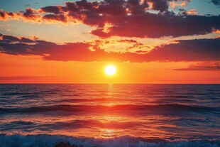 海上壮丽日落美景