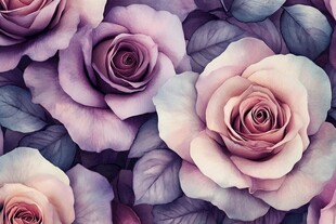 梦幻紫粉玫瑰花卉图案