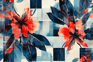 花卉几何图案拼接艺术画
