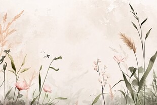 水彩风花草自然背景图