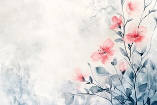 水墨风粉色花卉背景图