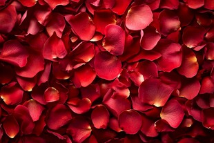 浪漫红玫瑰花瓣铺满画面