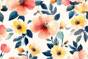 水彩花卉无缝图案背景