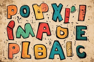 多彩手绘风字母艺术展示