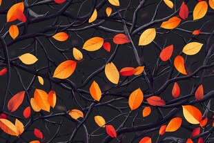 秋叶秋枝构成的绚丽图案