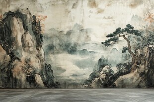 中式山水意境背景图