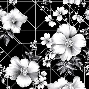 黑白花卉几何图案纹理