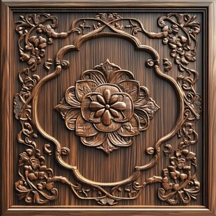 中式木雕花纹装饰面板