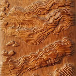 木雕云海图案纹理精美