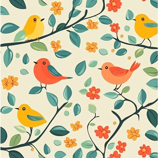 花鸟图案 清新自然的装饰元素