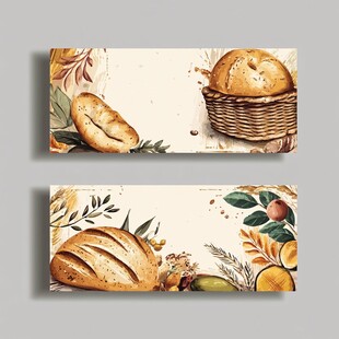 手绘风面包美食插画横幅