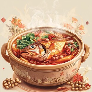 美味砂锅炖鱼 香气四溢