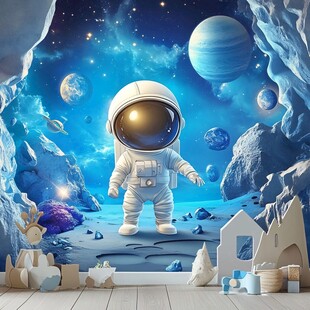 梦幻太空宇航员儿童房背景